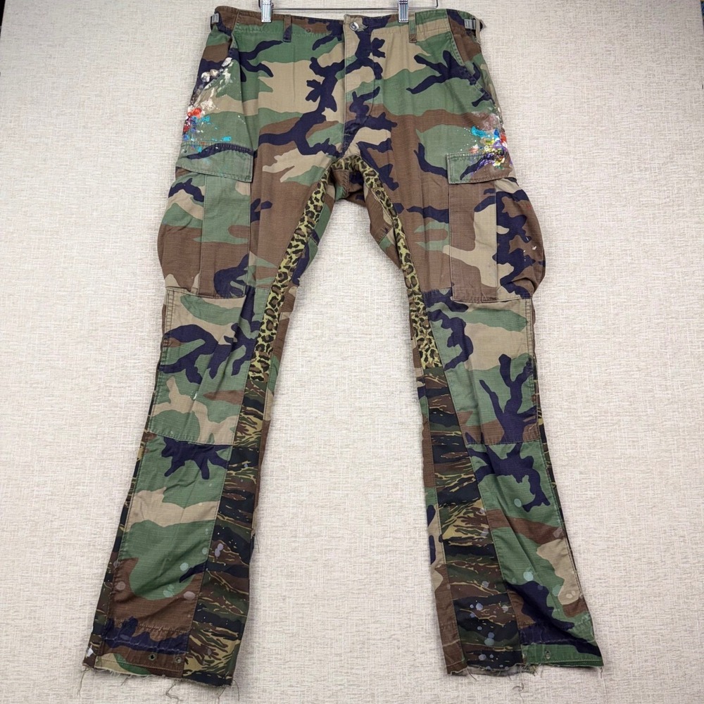 Gallery Dept Mens 32x31 Camo Flare Cargo Pants Paint Splatter ** New‎ No Tags **